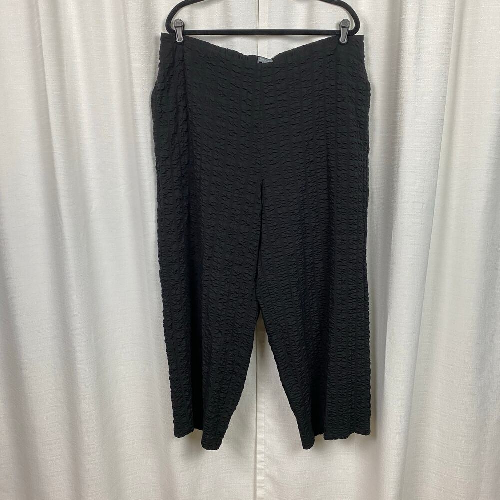 Habitat Black Crinkle Crepe Wide Leg Pull On Pants Sz.XXL